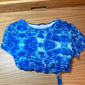 Blue Tie Crop Top